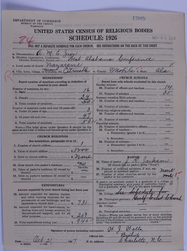 Scan of African Methodist Episcopal Zion Church: 1989