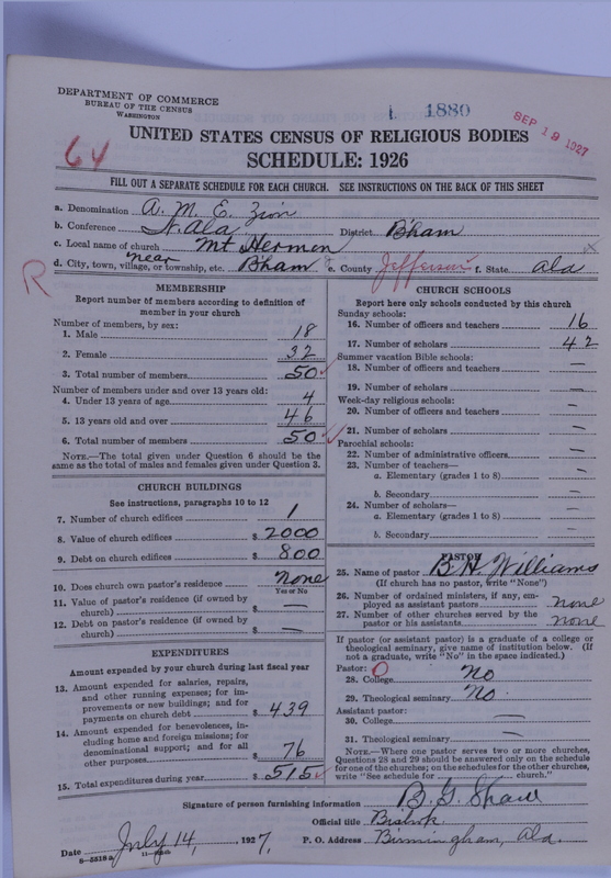 Scan of African Methodist Episcopal Zion Church: 1880