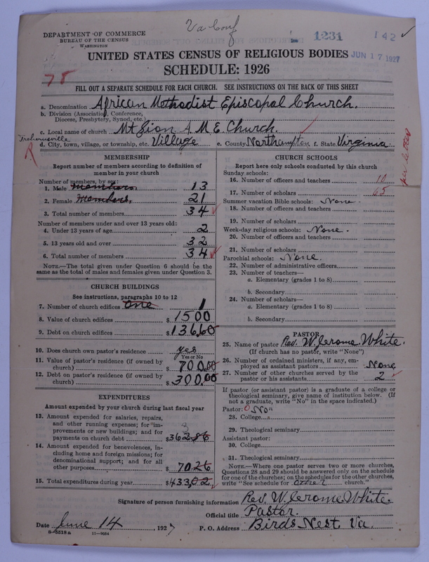 Scan of African Methodist Episcopal Church: 1231