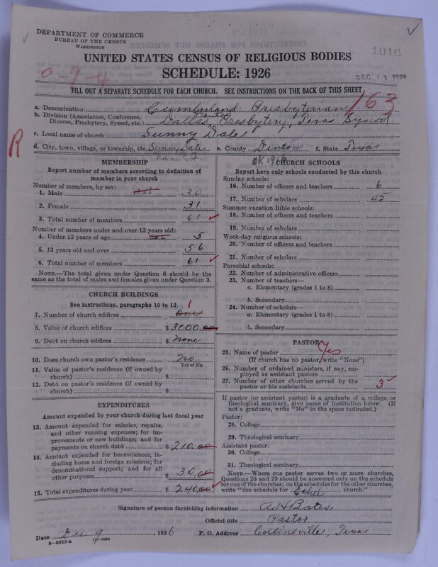 Scan of Cumberland Presbyterian Church: 1016
