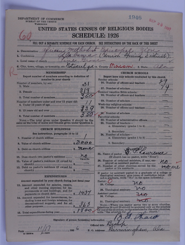 Scan of African Methodist Episcopal Zion Church: 1946