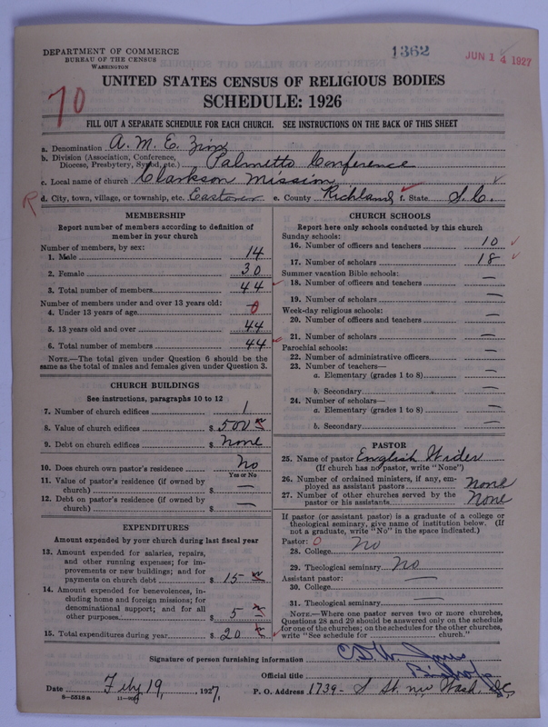 Scan of African Methodist Episcopal Zion Church: 1362