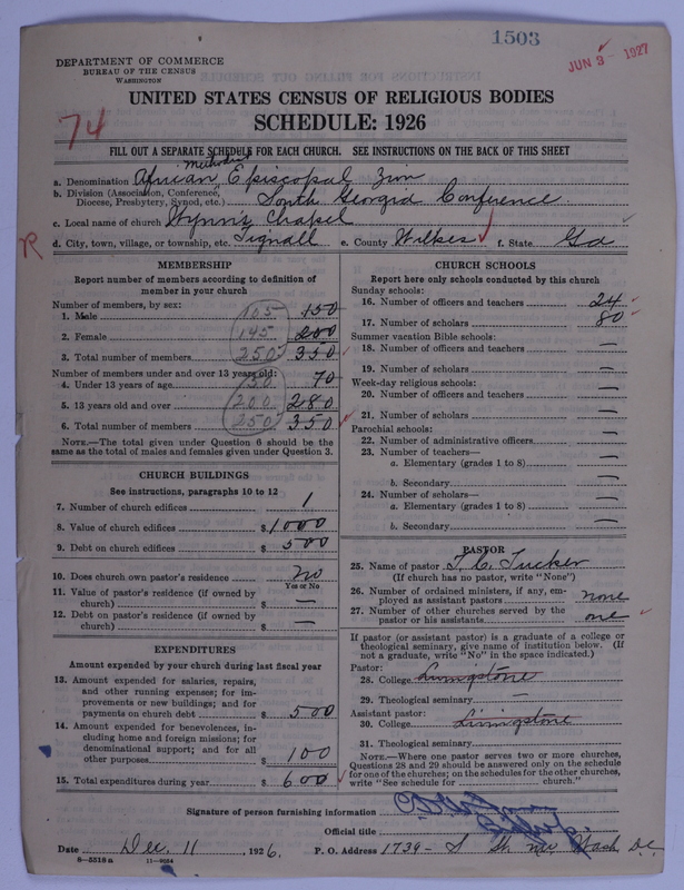 Scan of African Methodist Episcopal Zion Church: 1503