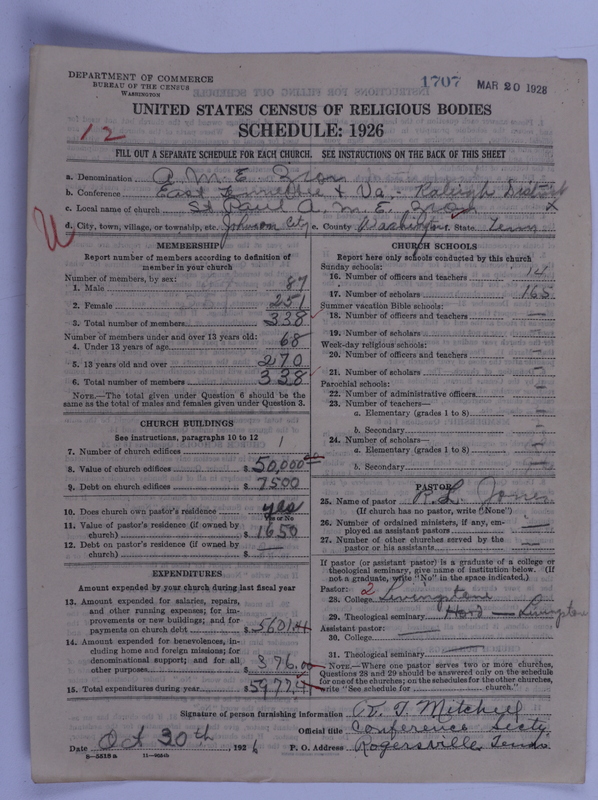 Scan of African Methodist Episcopal Zion Church: 1707