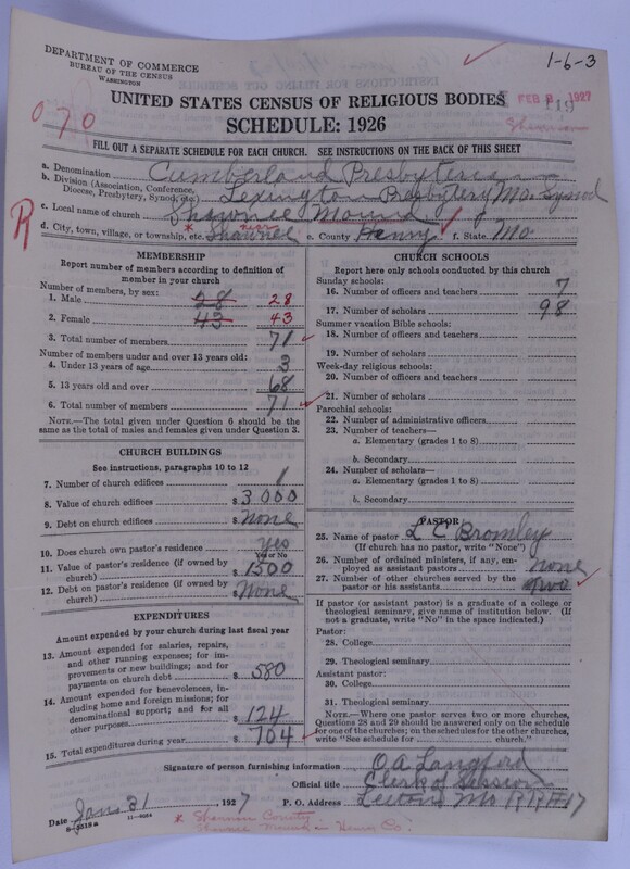 Scan of Cumberland Presbyterian Church: 119