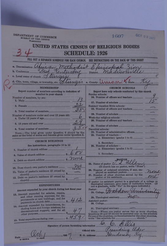 Scan of African Methodist Episcopal Zion Church: 1607