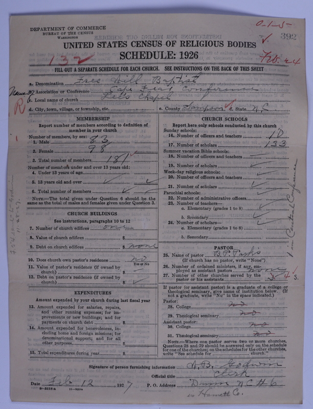 Scan of Free Will Baptists: 392
