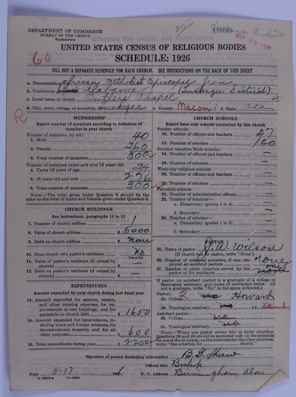 Scan of African Methodist Episcopal Zion Church: 1950