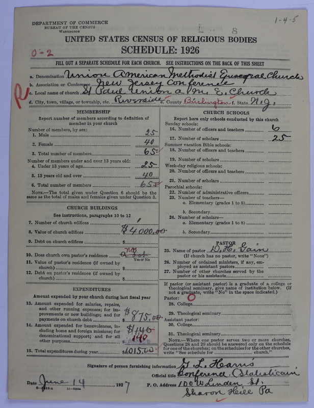 Scan of Union American Methodist Episcopal Church: 8