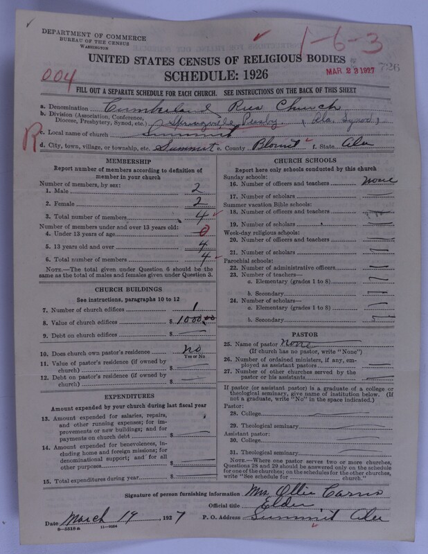 Scan of Cumberland Presbyterian Church: 726