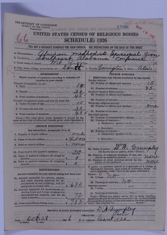 Scan of African Methodist Episcopal Zion Church: 1798