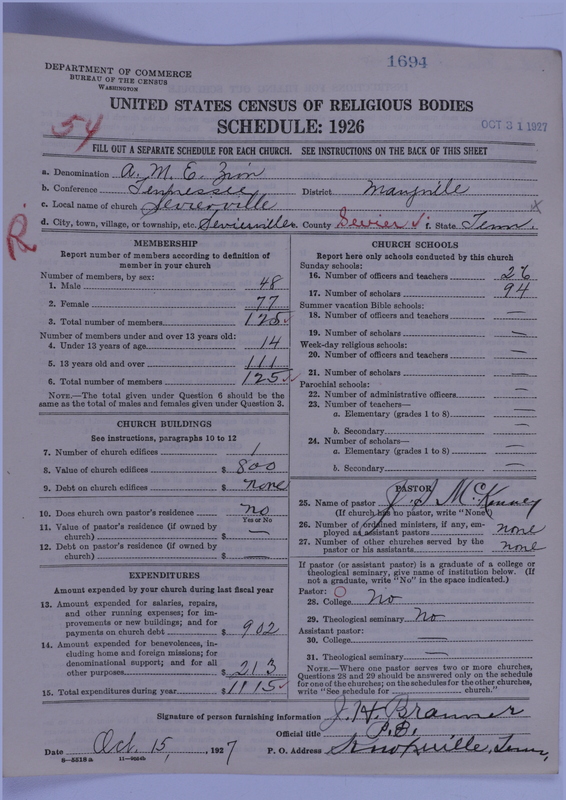 Scan of African Methodist Episcopal Zion Church: 1694