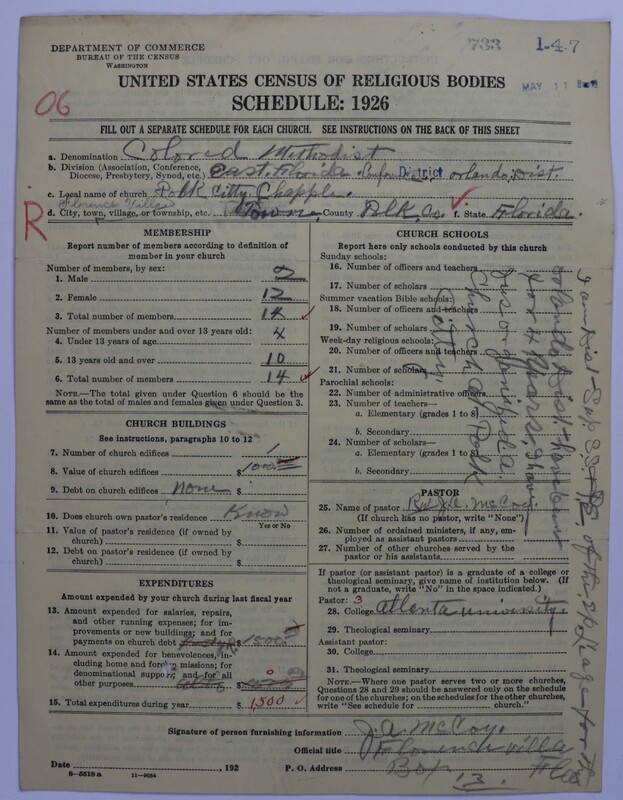 Scan of Colored Methodist Episcopal Church: 733