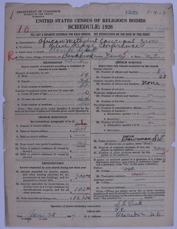 Scan of African Methodist Episcopal Zion Church: 1233