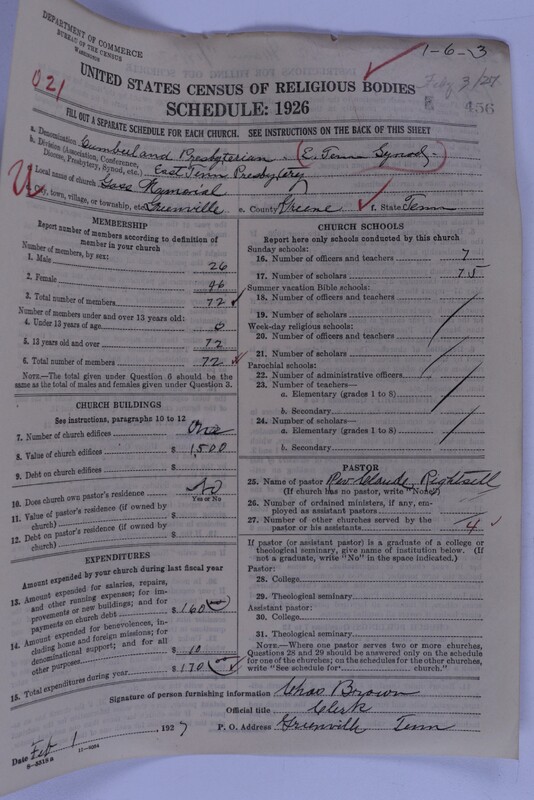 Scan of Cumberland Presbyterian Church: 456