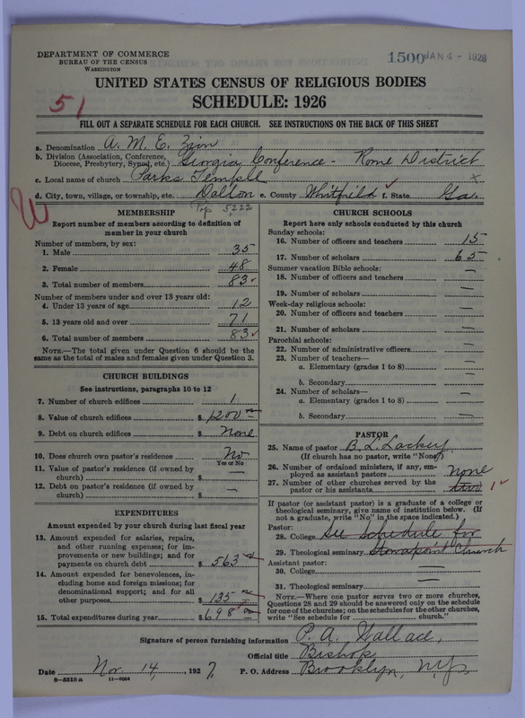 Scan of African Methodist Episcopal Zion Church: 1500