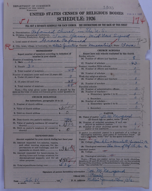 Scan of Reformed Church in the United States: 1405