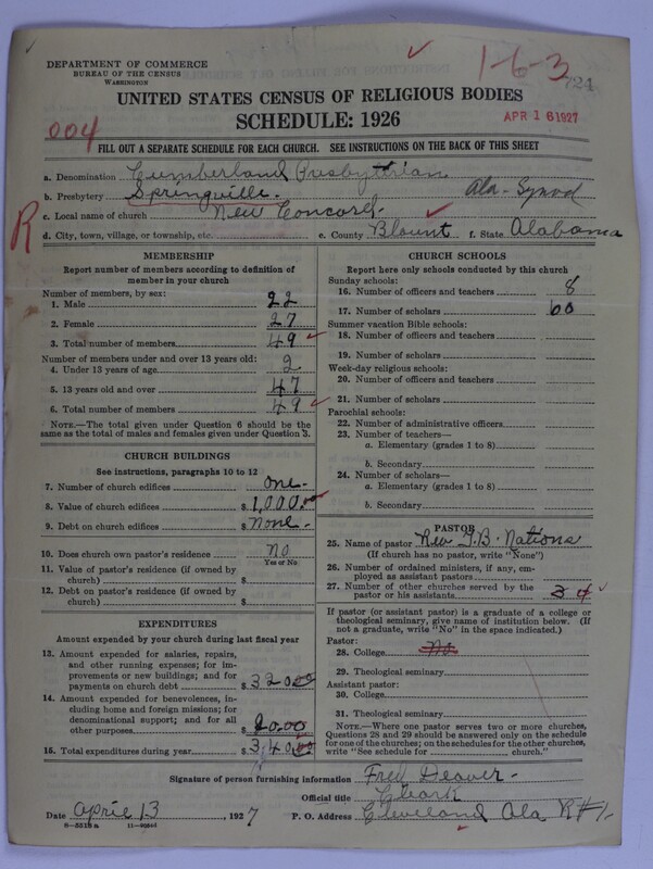 Scan of Cumberland Presbyterian Church: 724