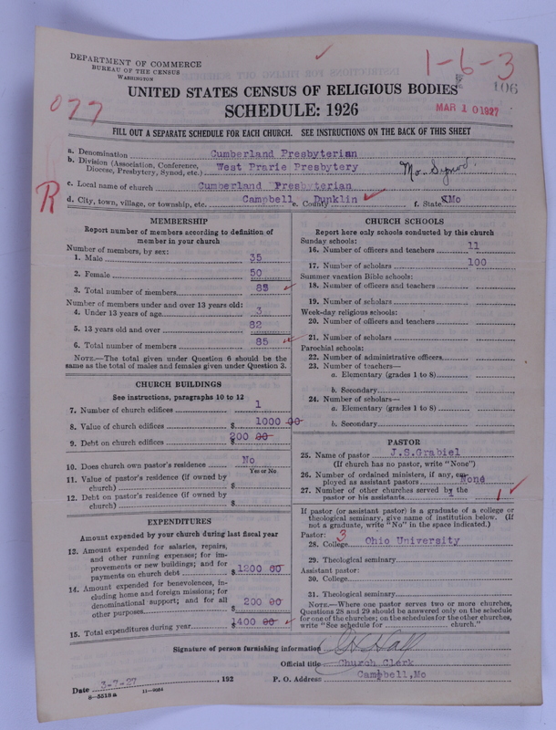 Scan of Cumberland Presbyterian Church: 106