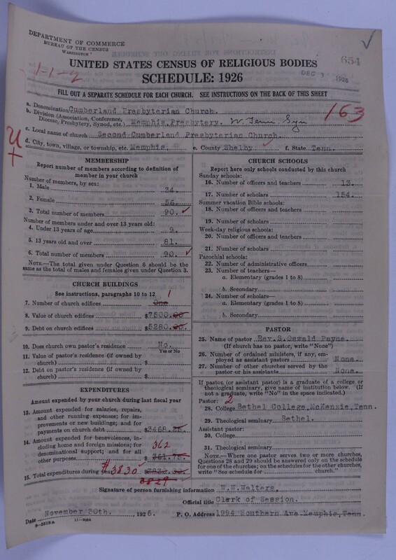 Scan of Cumberland Presbyterian Church: 654