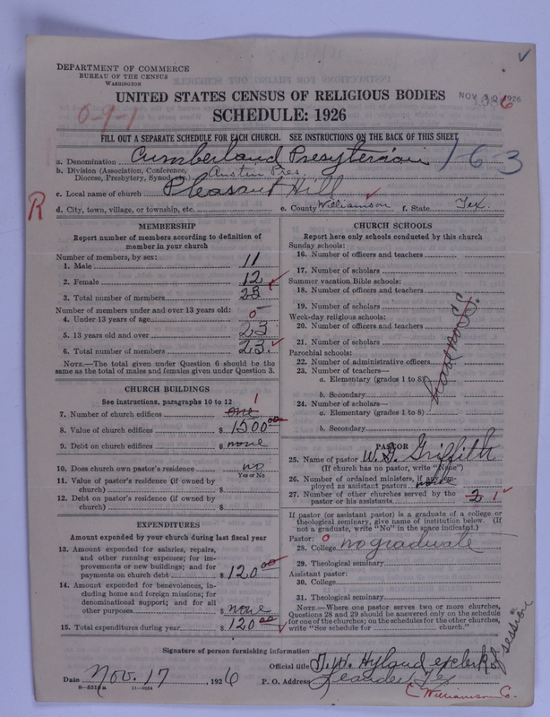 Scan of Cumberland Presbyterian Church: 1086