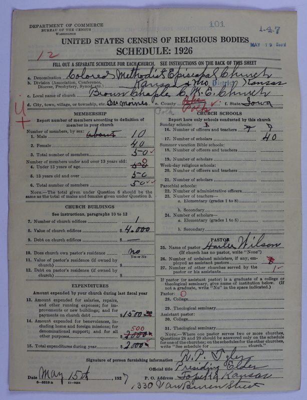 Scan of Colored Methodist Episcopal Church: 101