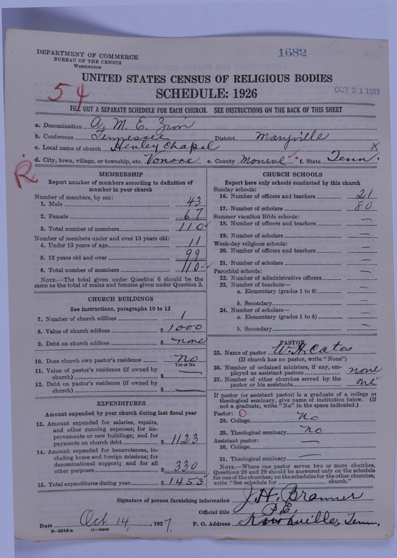 Scan of African Methodist Episcopal Zion Church: 1682