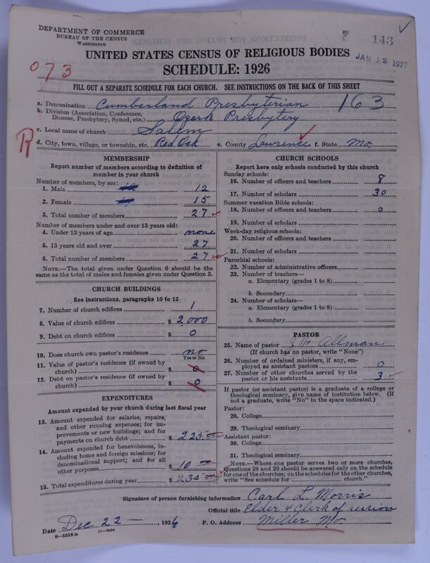 Scan of Cumberland Presbyterian Church: 143