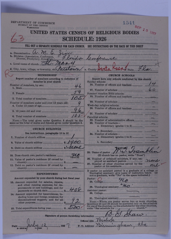 Scan of African Methodist Episcopal Zion Church: 1541