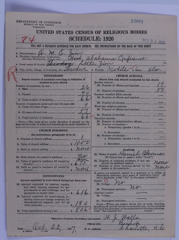 Scan of African Methodist Episcopal Zion Church: 1983