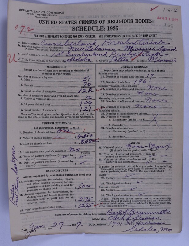 Scan of Cumberland Presbyterian Church: 154