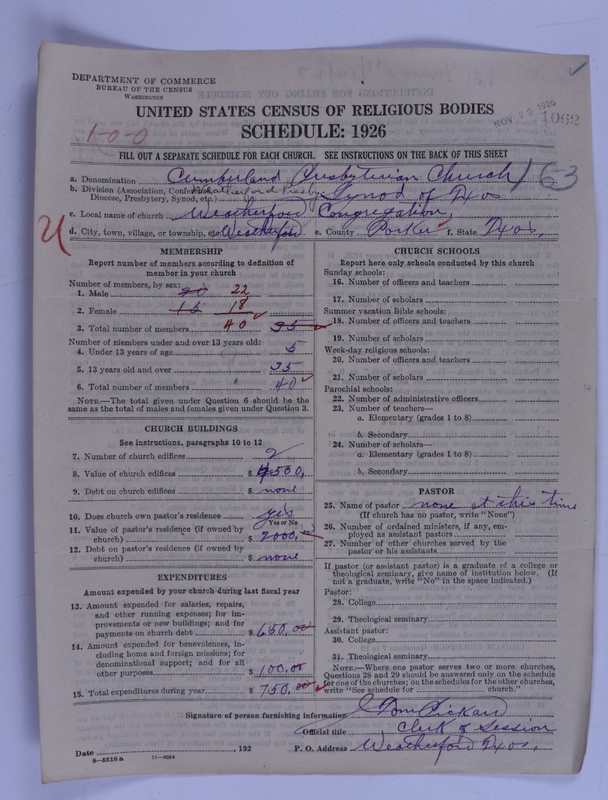 Scan of Cumberland Presbyterian Church: 1062