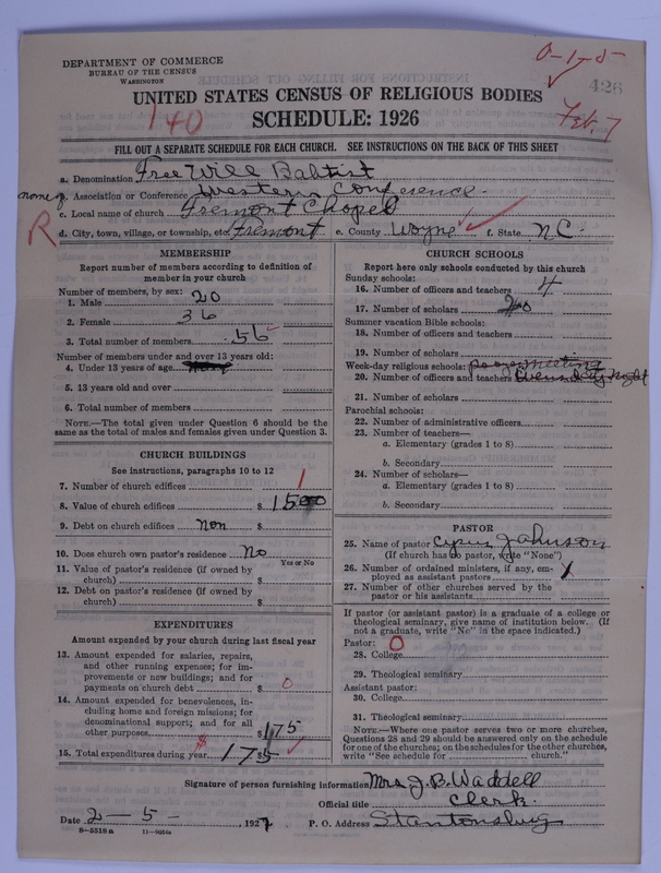Scan of Free Will Baptists: 426