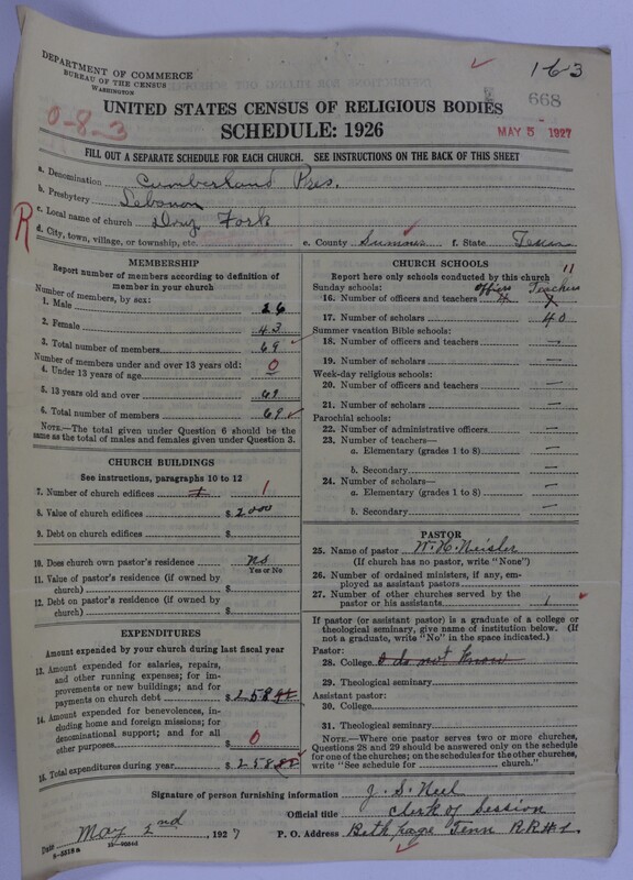 Scan of Cumberland Presbyterian Church: 668