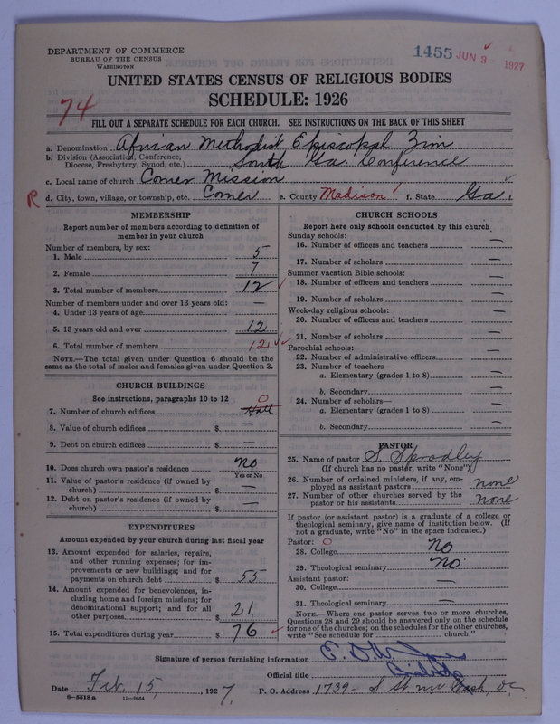 Scan of African Methodist Episcopal Zion Church: 1455