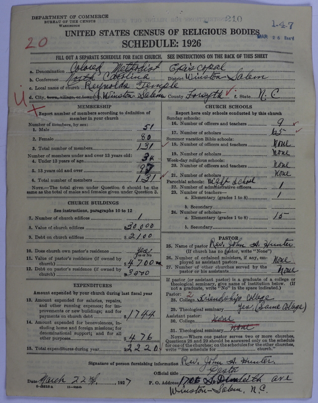 Scan of Colored Methodist Episcopal Church: 210