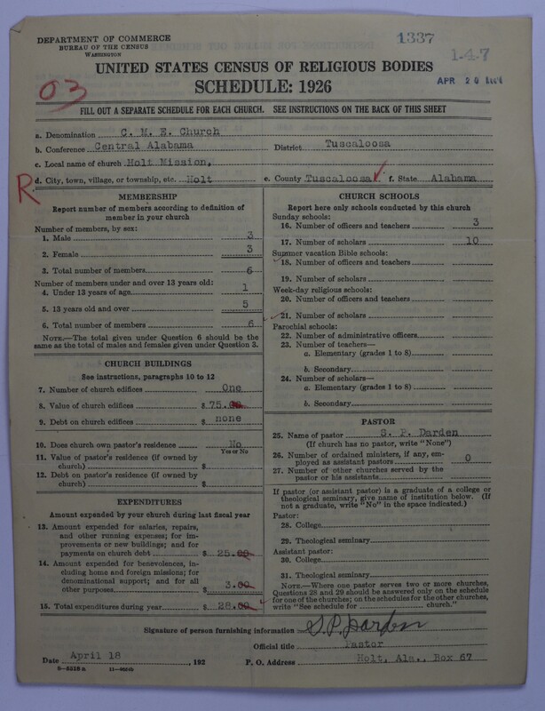 Scan of Colored Methodist Episcopal Church: 1337