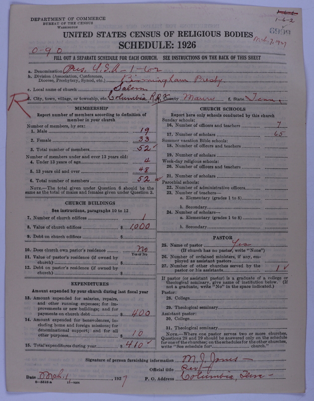 Scan of Presbyterian Church in the United States of America: 6999