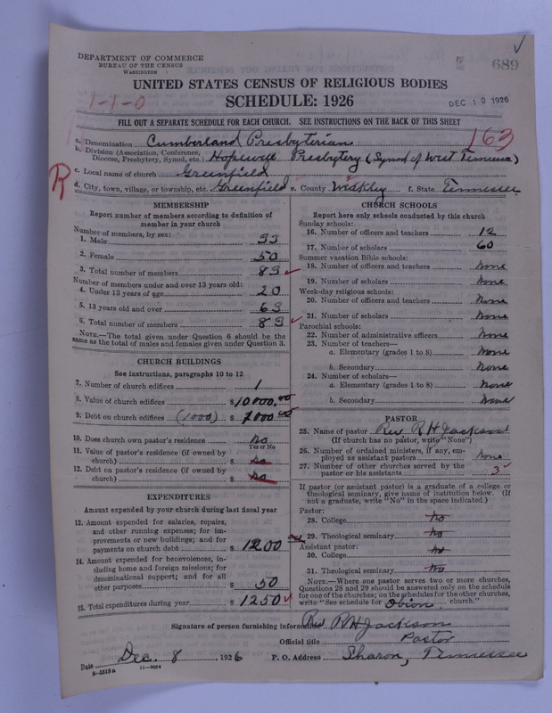 Scan of Cumberland Presbyterian Church: 689