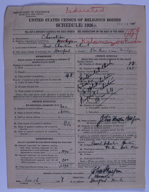 Scan of Federated Churches: