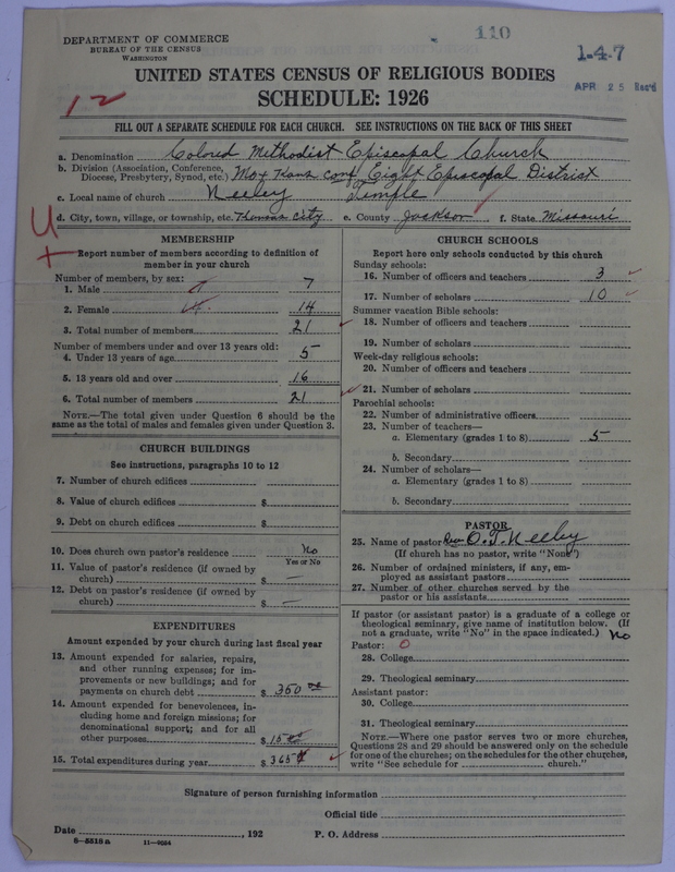 Scan of Colored Methodist Episcopal Church: 110