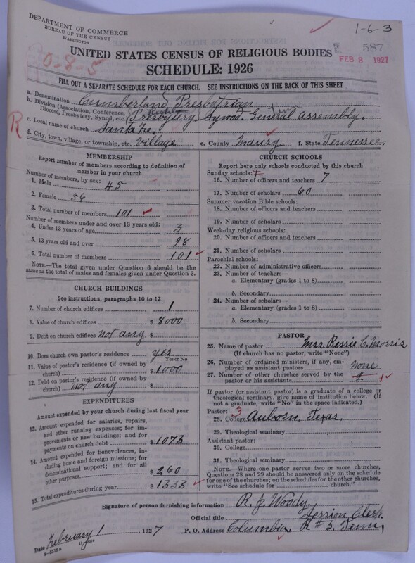 Scan of Cumberland Presbyterian Church: 587