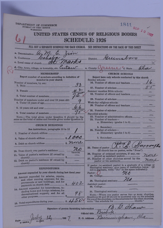 Scan of African Methodist Episcopal Zion Church: 1841