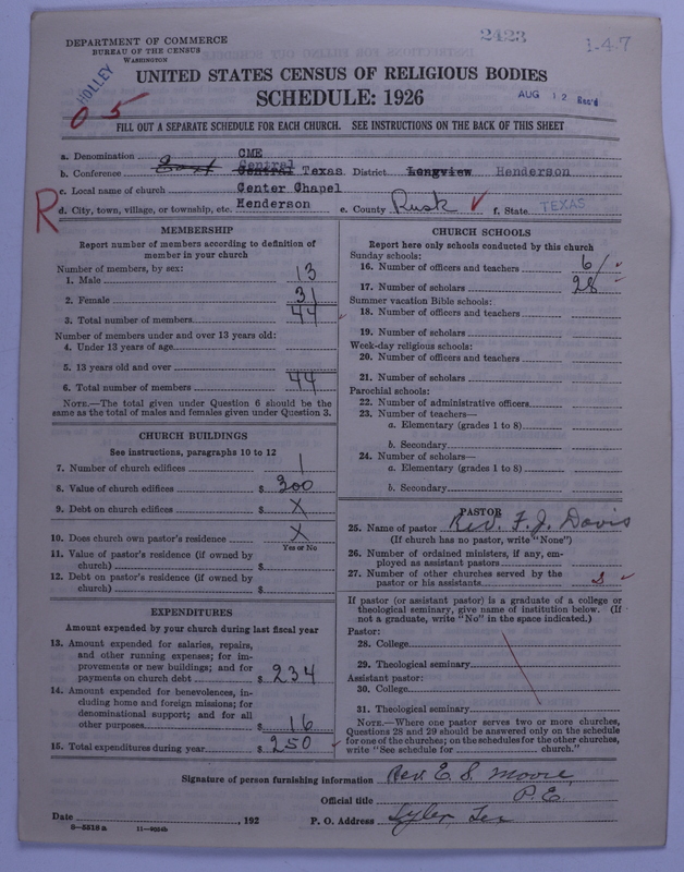 Scan of Colored Methodist Episcopal Church: 2423