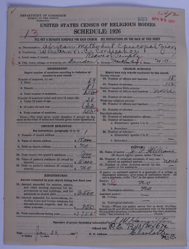 Scan of African Methodist Episcopal Zion Church: 933