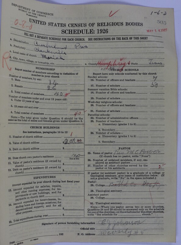 Scan of Cumberland Presbyterian Church: 505