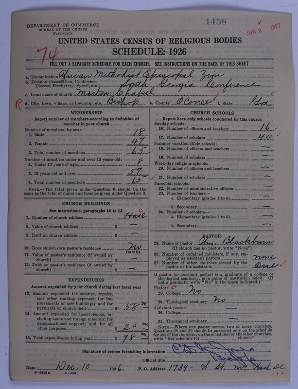 Scan of African Methodist Episcopal Zion Church: 1458