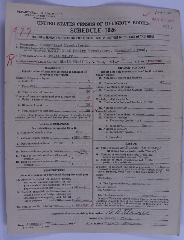 Scan of Cumberland Presbyterian Church: 825
