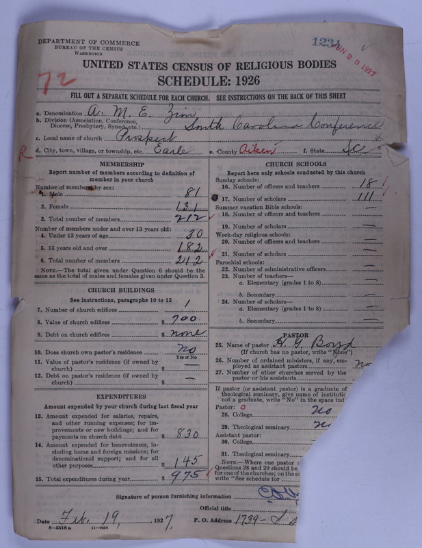 Scan of African Methodist Episcopal Zion Church: 1234