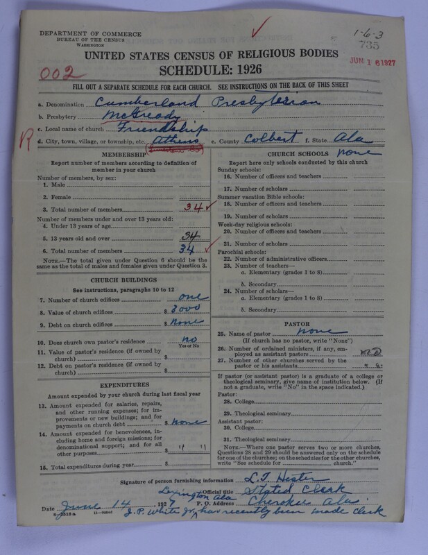 Scan of Cumberland Presbyterian Church: 735